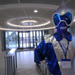 Andrew in a blue and silver spacesuit