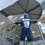 Andrew in a blue and silver spacesuit